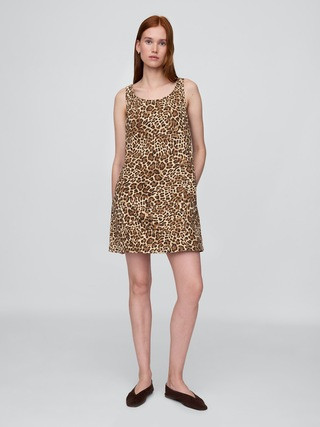 UltraSoft Leopard Denim Mini Dress | Gap (CA)