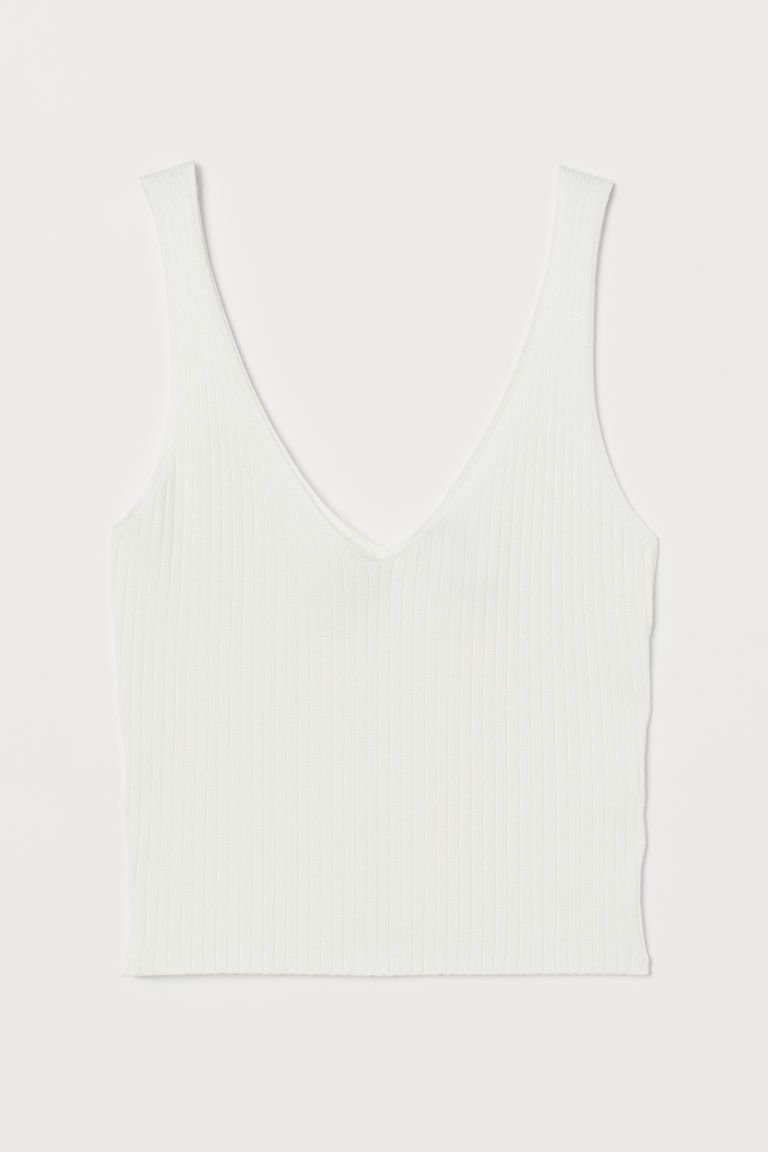 H & M - Ribbed Camisole Top - White | H&M (US + CA)