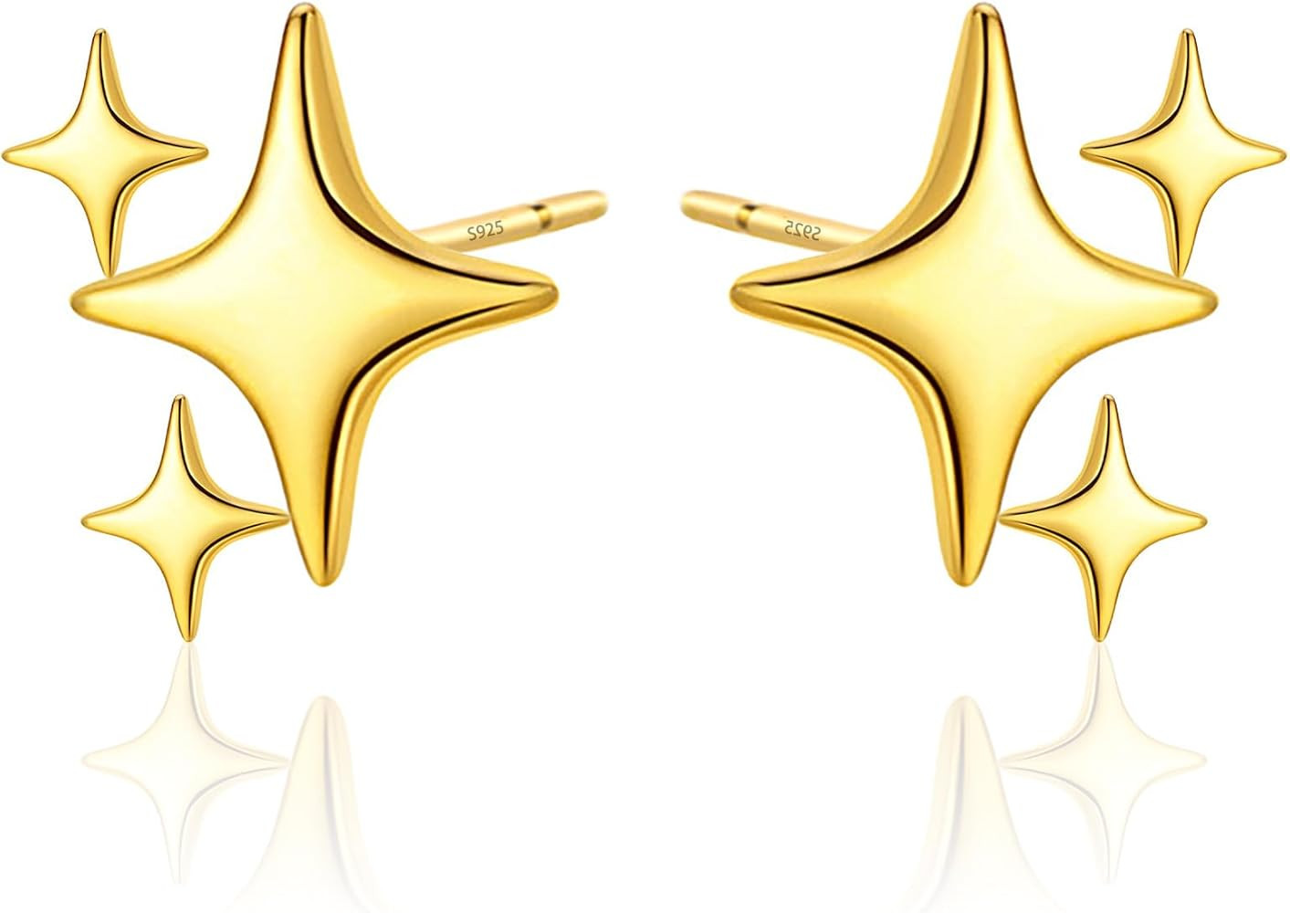 Sterling Silver Post Star Stud Earrings for Women Teen Girls Gifts Trendy Hypoallergenic Small Po... | Amazon (US)