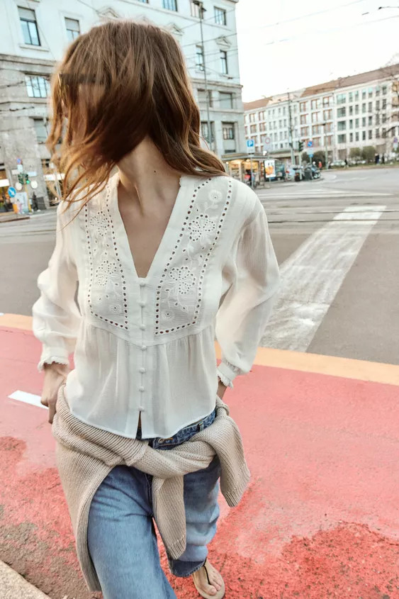 EMBROIDERED BLOUSE | Zara US