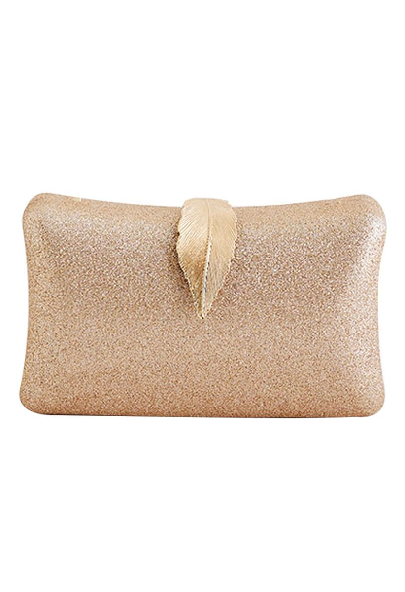 Solid Textured Leaf Clutch in Champagne | Chicwish
