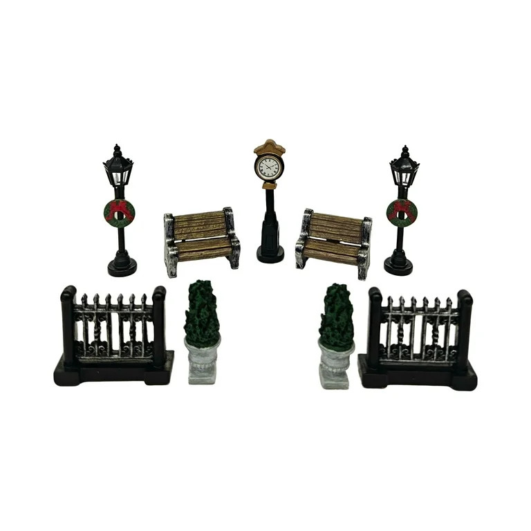 Christmas Village Decorative Figurine Accessory Set, 9 Pieces, by Holiday Time | Walmart (US)