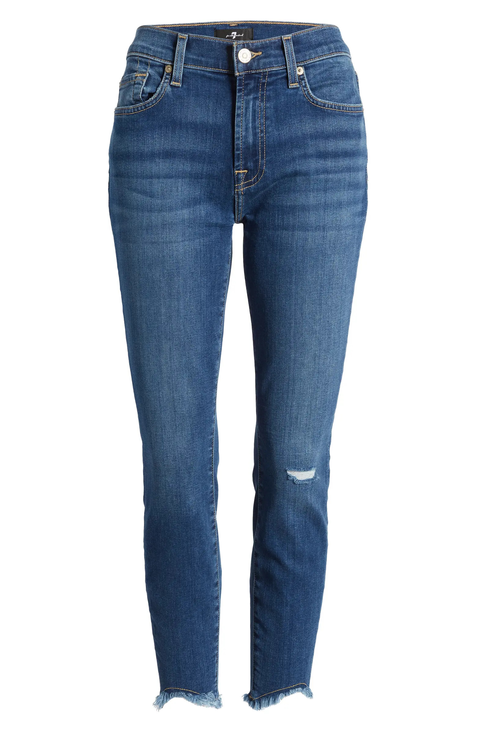 7 For All Mankind Ripped Frayed Hem Ankle Skinny Jeans | Nordstrom | Nordstrom