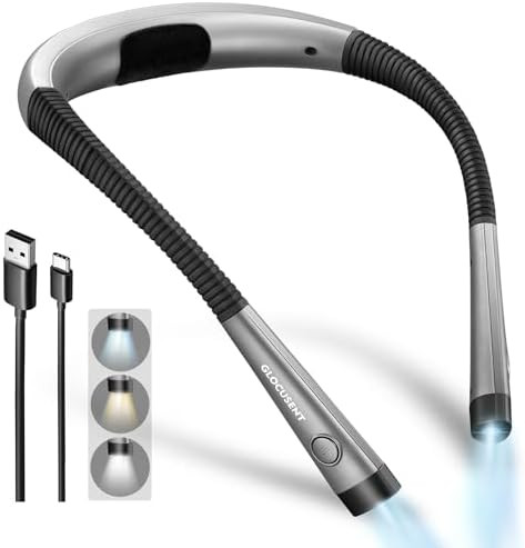 Glocusent Book Light, 3-Color & 6-Brightness Reading Light, Bendable Neck Light, 80-hr Lasting Re... | Amazon (US)