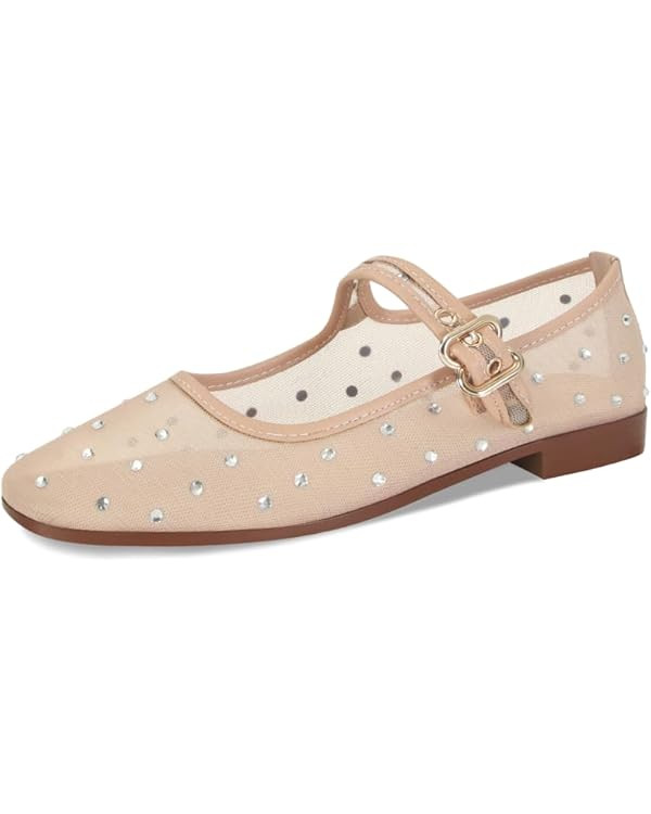 DOEYG Mesh Ballet Flats Shoes for Women Leopard Animal Print Mary Jane Flats Shoes Square Toe Dre... | Amazon (US)