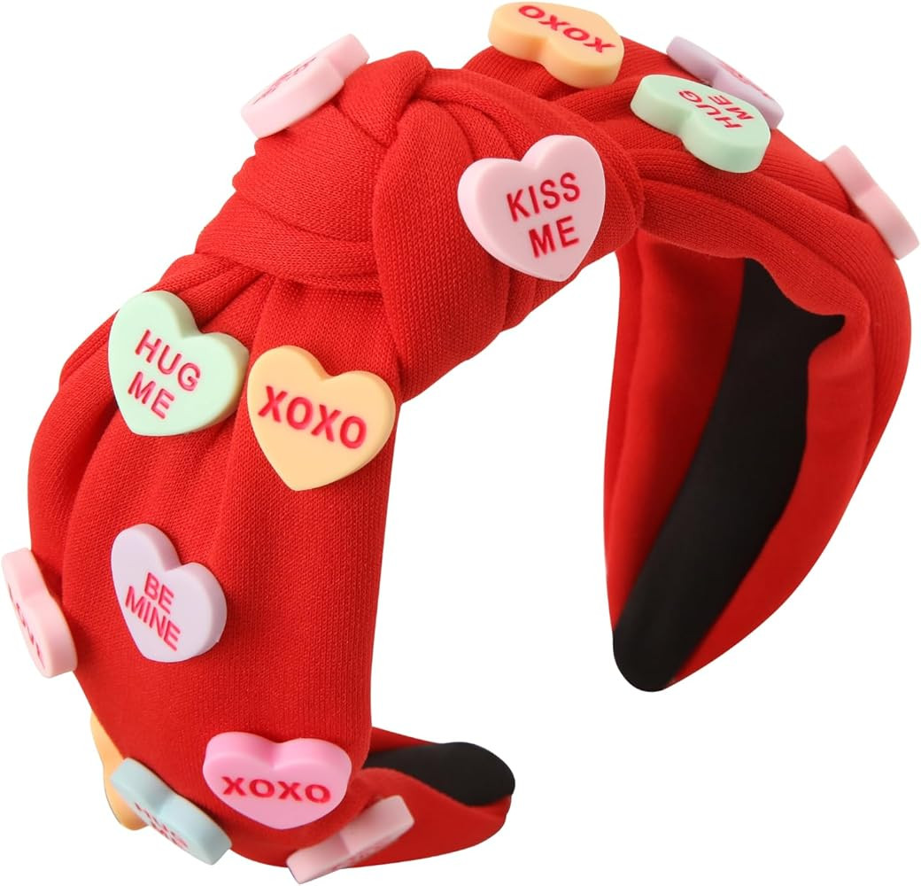 Valentines Day Headband Womens Valentine Headband Girls Pink Headband Red Headband Heart Headband... | Amazon (US)
