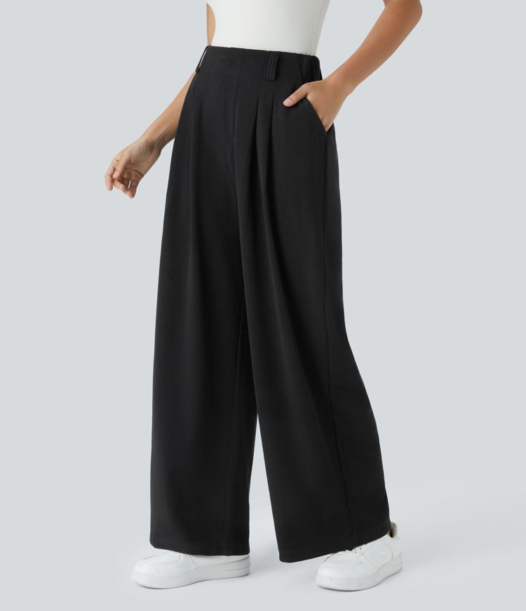 Women’s Halara Flex™ High Waisted Pocket Wide Leg Waffle Work Pants - Halara | HALARA
