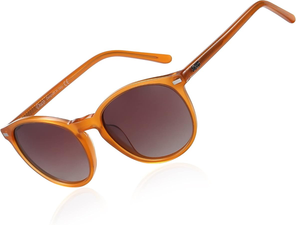 DUCO Retro Round UV400 Polarized Sunglasses for Women Men Vintage Shades Classic Acetate Trendy F... | Amazon (US)