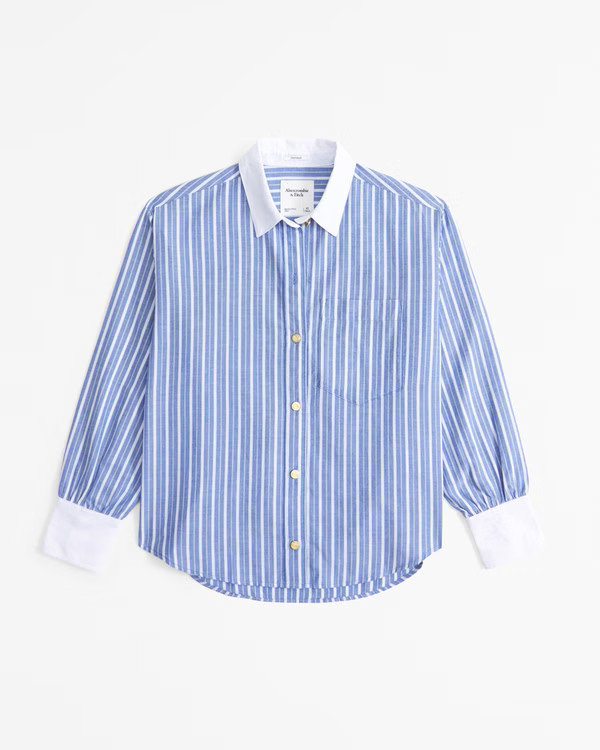 Gold Button Relaxed Oxford Shirt | Abercrombie & Fitch (US)