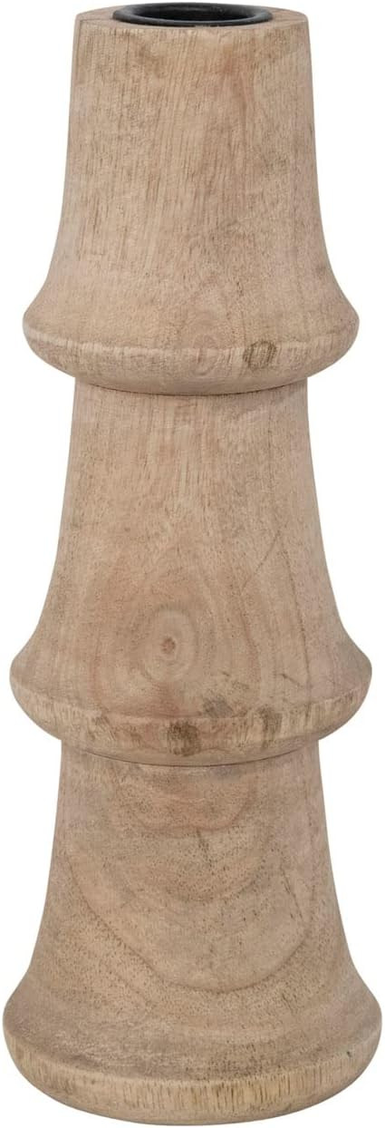 Creative Co-Op Hand-carved Mango Wood Taper Candle Holder | Amazon (US)