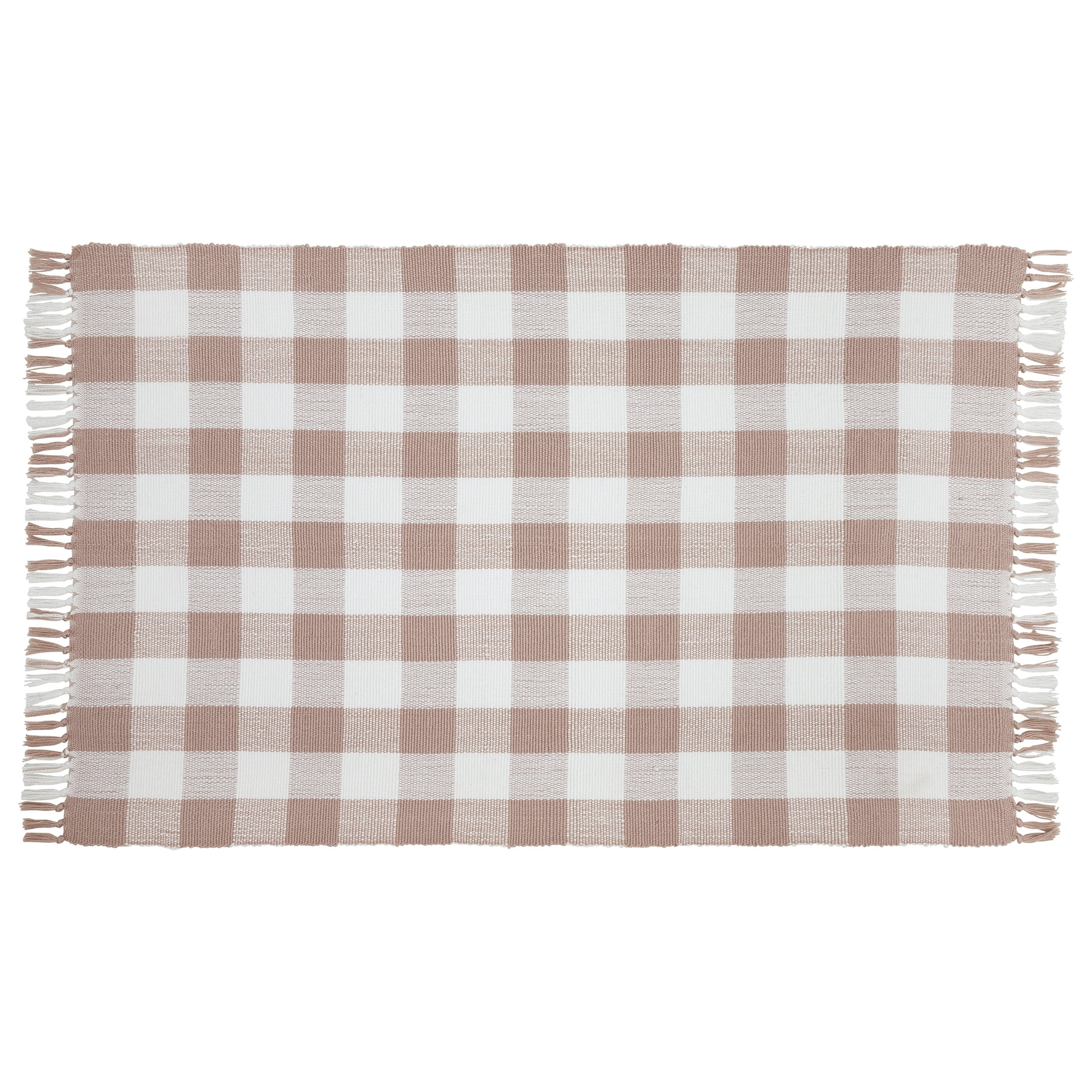 My Texas House Pink Gingham Fringe Indoor/Outdoor Layering Rug, 38" x 58" | Walmart (US)
