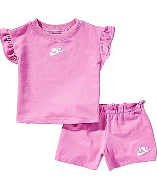 Nike Little Girls French Terry Short Sleeve Dropset T-Shirt Matching Shorts Set - 6X | Dillard's