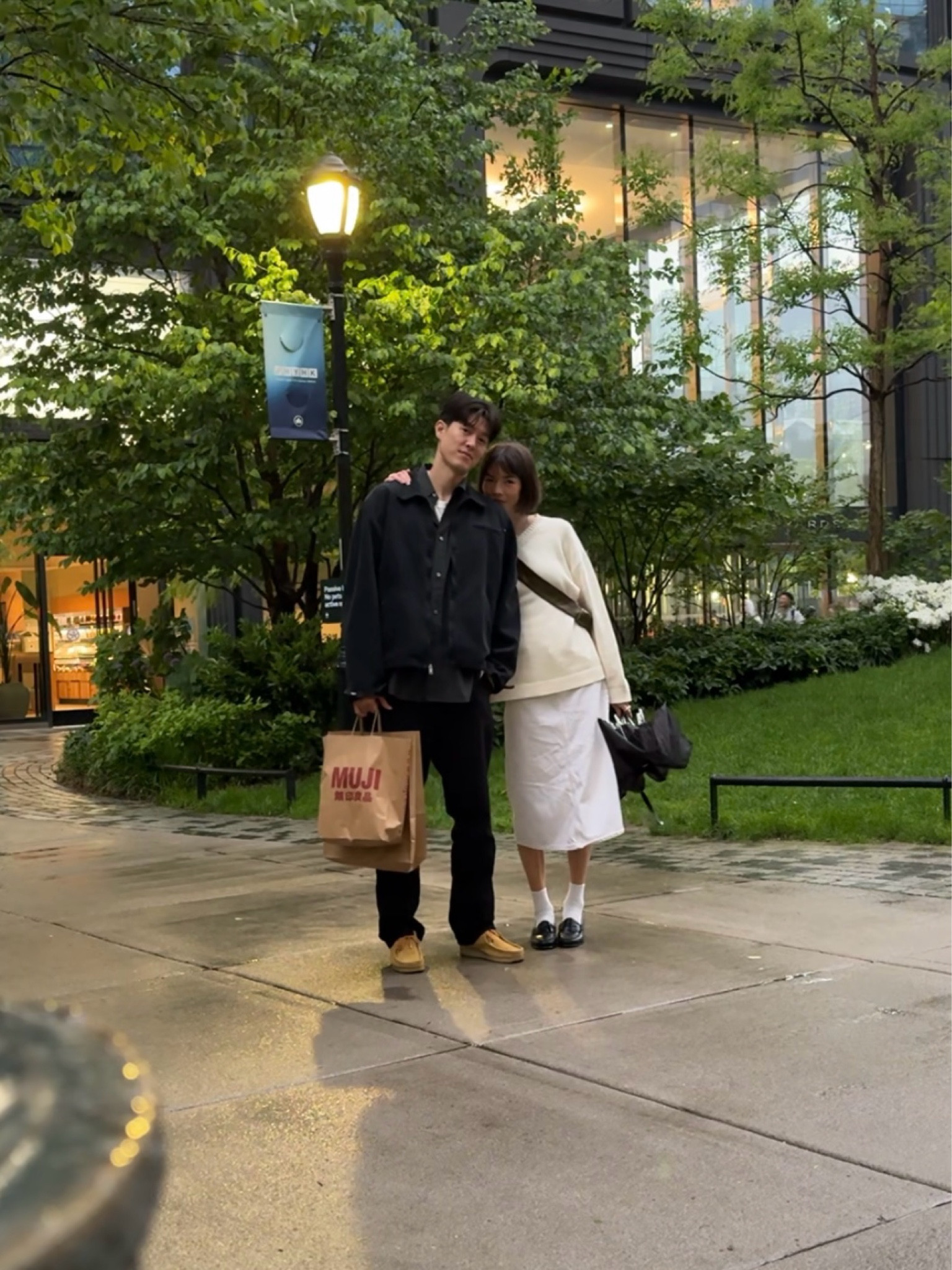 Kevin-
Pants: CARHARTT wip simple pants 
Jacket: No Maintenance 
Shirt: thrifted
Shoes: Clarks 

Anna-
Sweater: The Fringes
Skirt: thrifted
Shoes: GH bass
Bag: lemaire