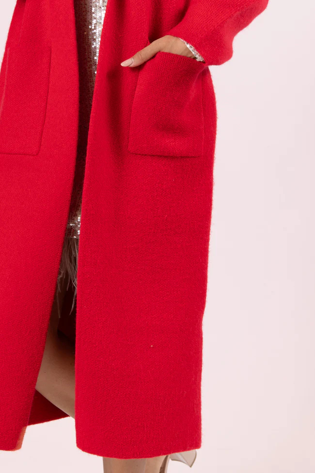 Go Where You Choose Red Long Cardigan | Pink Lily