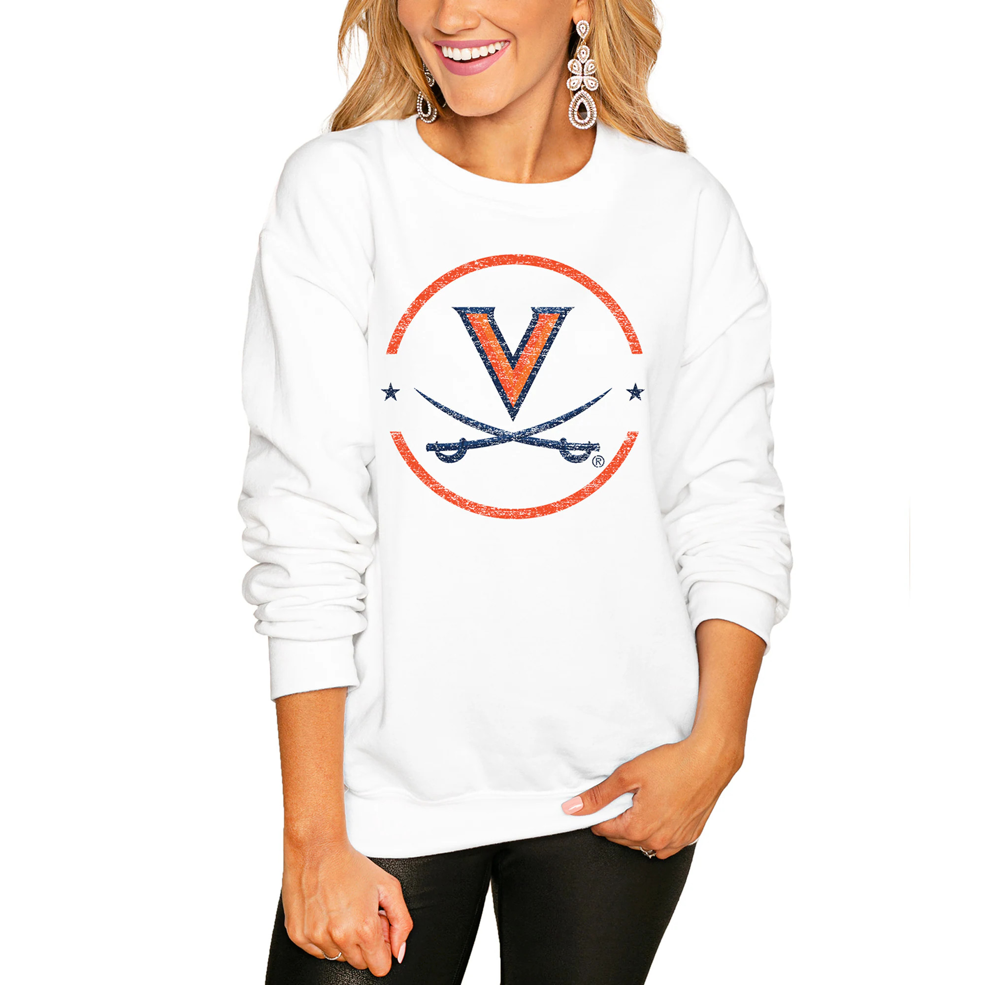 Virginia Cavaliers Women's End Zone Pullover Sweatshirt - White | Fanatics