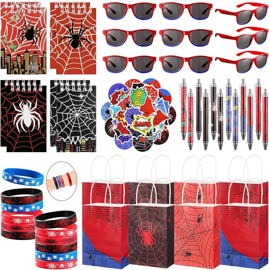 Vanblue 110Pcs Spider Party Favors Birthday Decorations Hero Theme Party Supplies,Spider Web Glas... | Amazon (US)