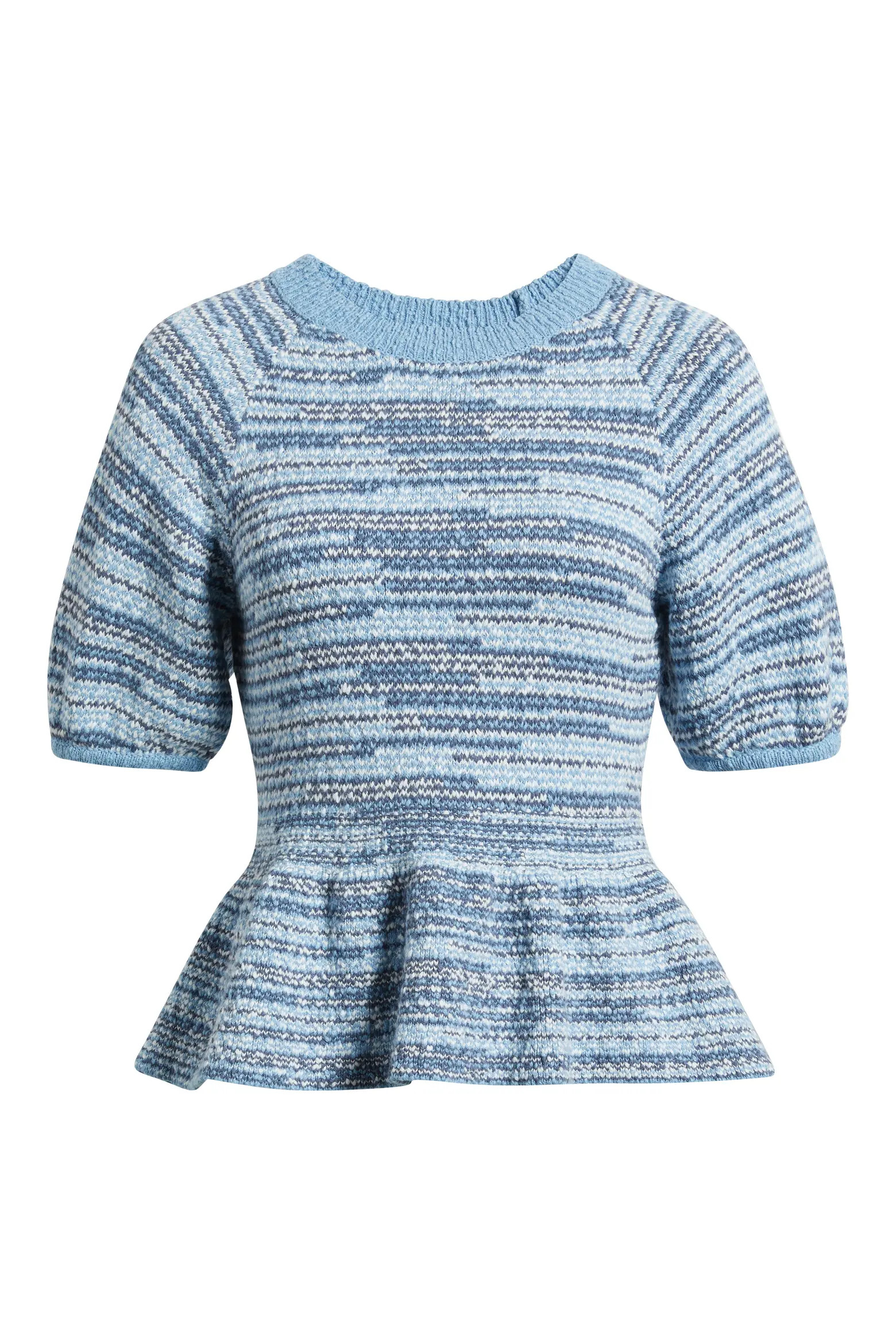 Space Dye Puff Sleeve Cotton Peplum Sweater (Women) | Nordstrom | Nordstrom