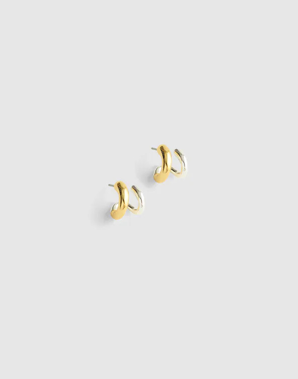 Mixed-Metal Sculptural Double-Hoop Earrings | Madewell