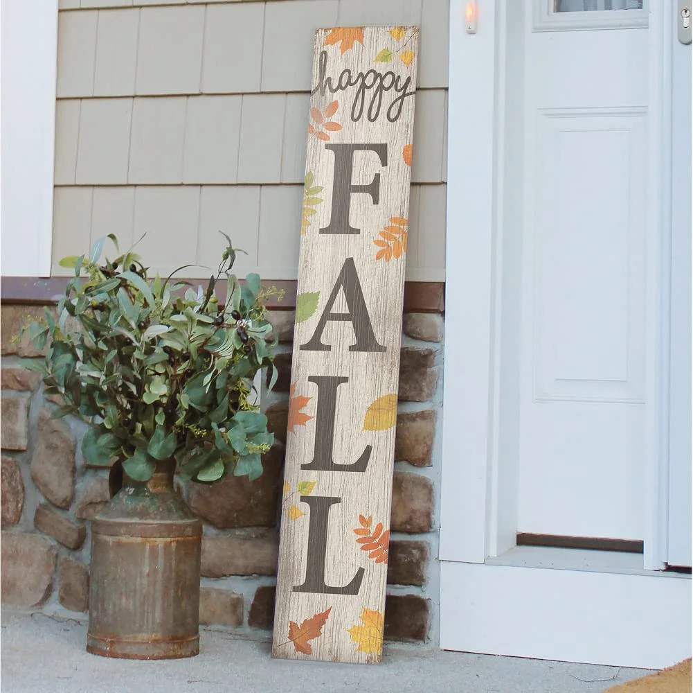 My Word! Happy Fall Cream w/ Leaves Autumn Porch Board Welcome Sign & porch leaner for Front Porc... | Walmart (US)
