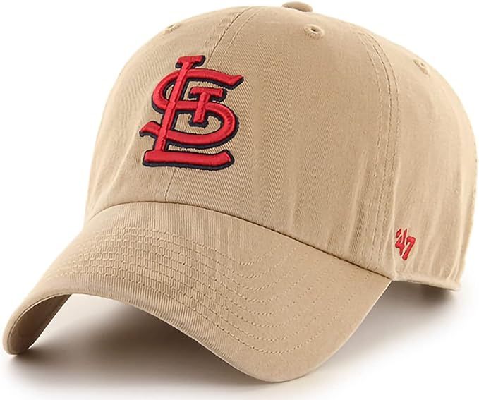 '47 MLB Khaki Clean Up Adjustable Baseball Dad Hat Cap, Adult One Size (St Louis Cardinals) | Amazon (US)