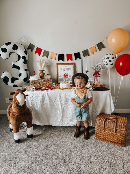 three-ieio birthday party details / birthday / party / birthday party / party details / farm party / overalls / toddler boy / party ideas / summer party / boy birthday party 

#LTKfamily #LTKstyletip #LTKbaby