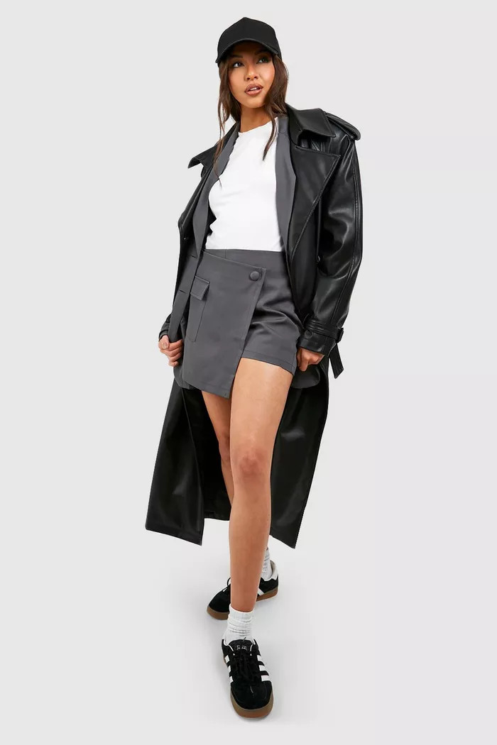 Wrap Front Pocket Detail Mini Skirt | Boohoo.com (UK & IE)