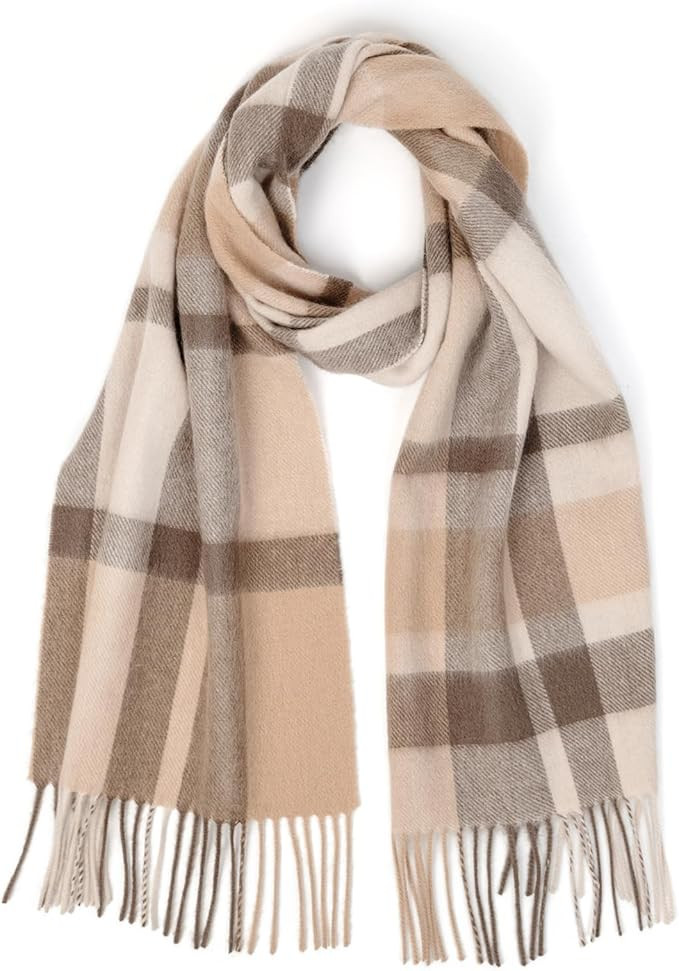 Womens Wool Scarf Plaid Winter Scarves Blanket for Women Tassel Warm Soft Large Long Shawl Scarve... | Amazon (US)