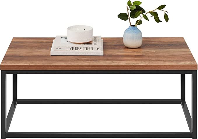 Best Choice Products 44in Modern Industrial Style Rectangular Wood Grain Top Coffee Table, Rustic... | Amazon (US)