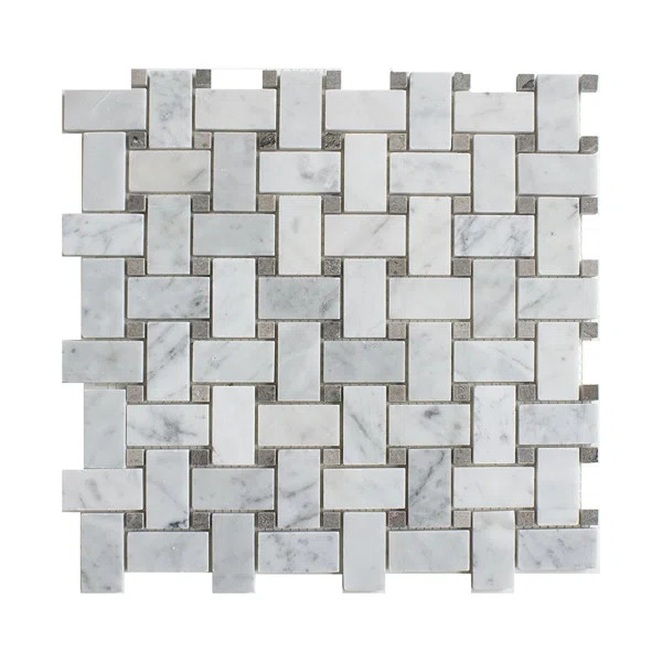 Carrara 1" x 2" Marble Basketweave Mosaic Wall & Floor Tile | Wayfair North America