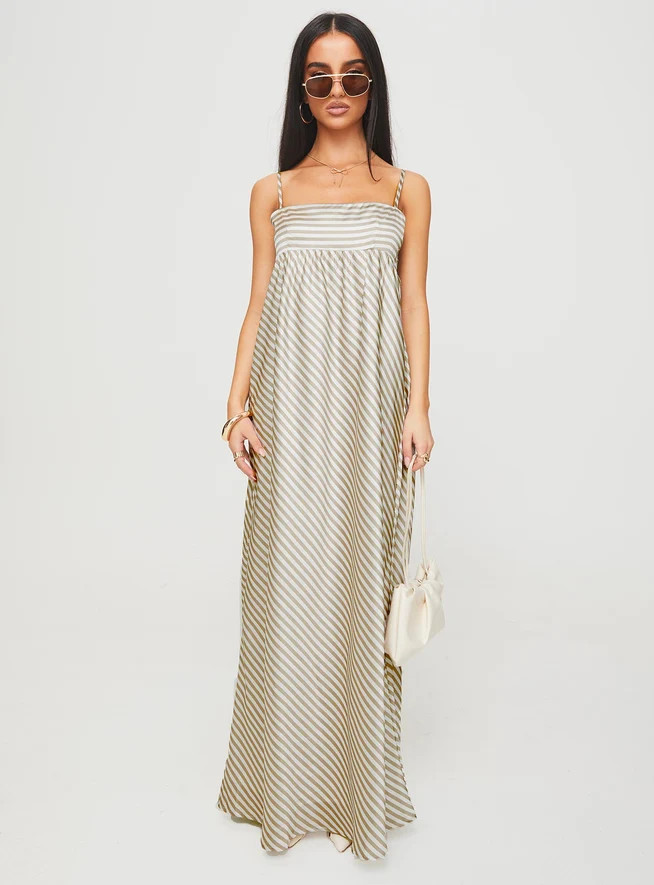 Pansotti Maxi Dress Beige / White Stripe | Princess Polly US