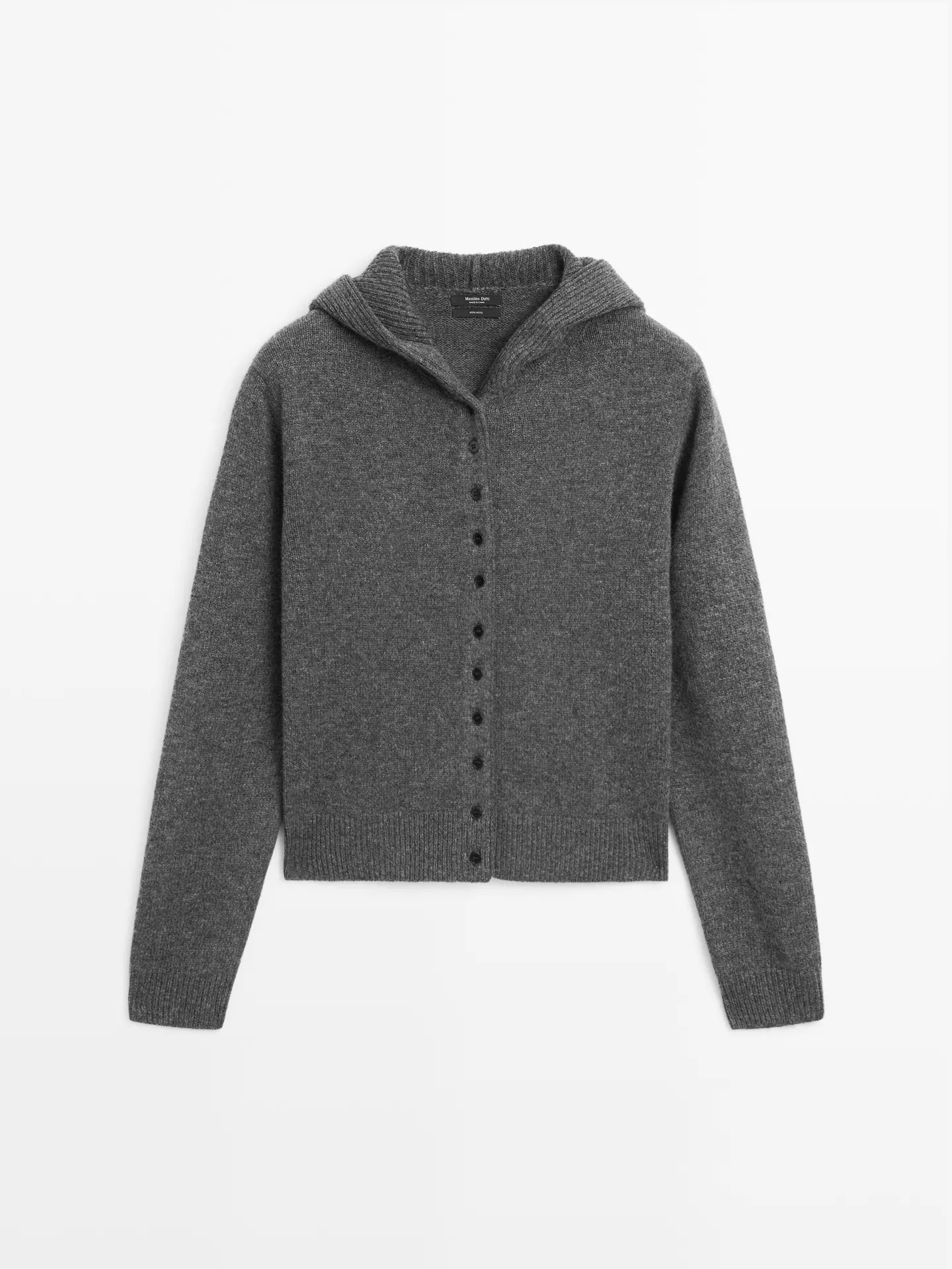 100% wool hooded cardigan | Massimo Dutti UK