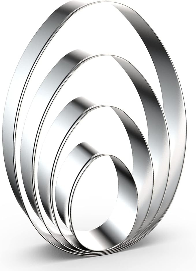 Large Egg Cookie Cutter Set in Different Sizes - 5 Inch, 4 Inch, 3 Inch, 2 Inch - 4 Piece - Stain... | Amazon (US)