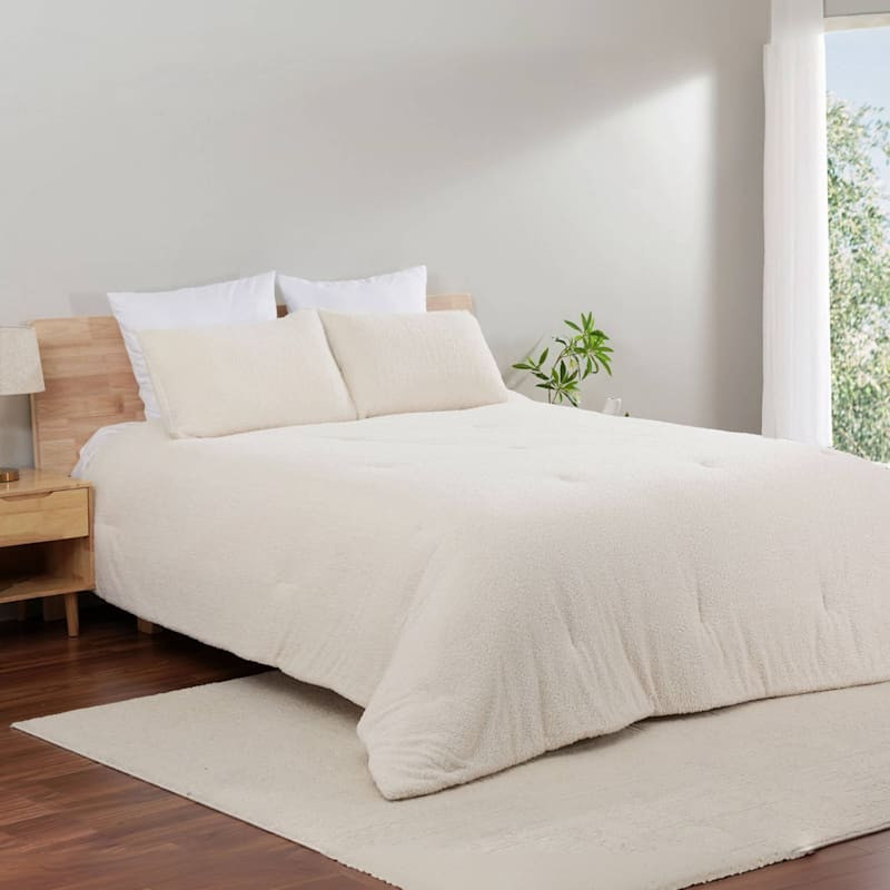 3-Piece Ivory Cozy Knit Comforter Set, Full/Queen | At Home