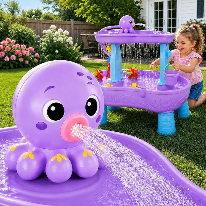 Upgraded Octopus Water Table Pump with Huge Water Output, 3H Non-Stop Fun for Step 2, Rechargeable Water Pump for Water Table, Water Table Accessories for Kids, Toddlers Summer Outdoor Water Toys | Amazon (US)