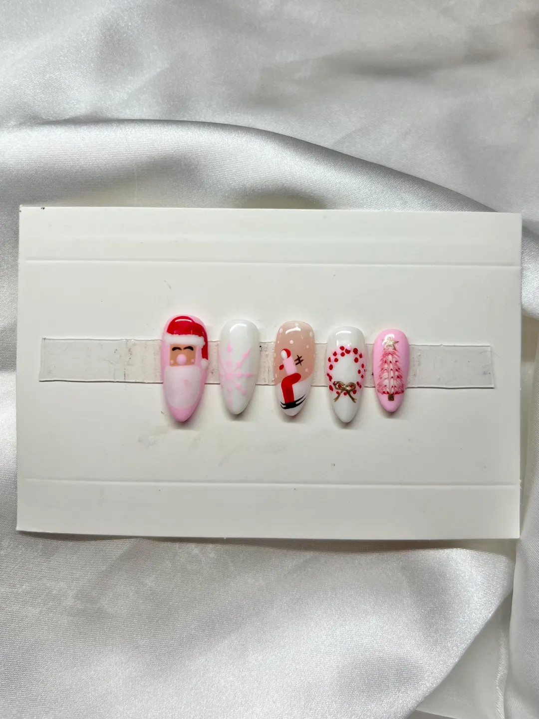 Luxury Hand Painted Press on Nails Santa Skier Christmas - Etsy | Etsy (US)