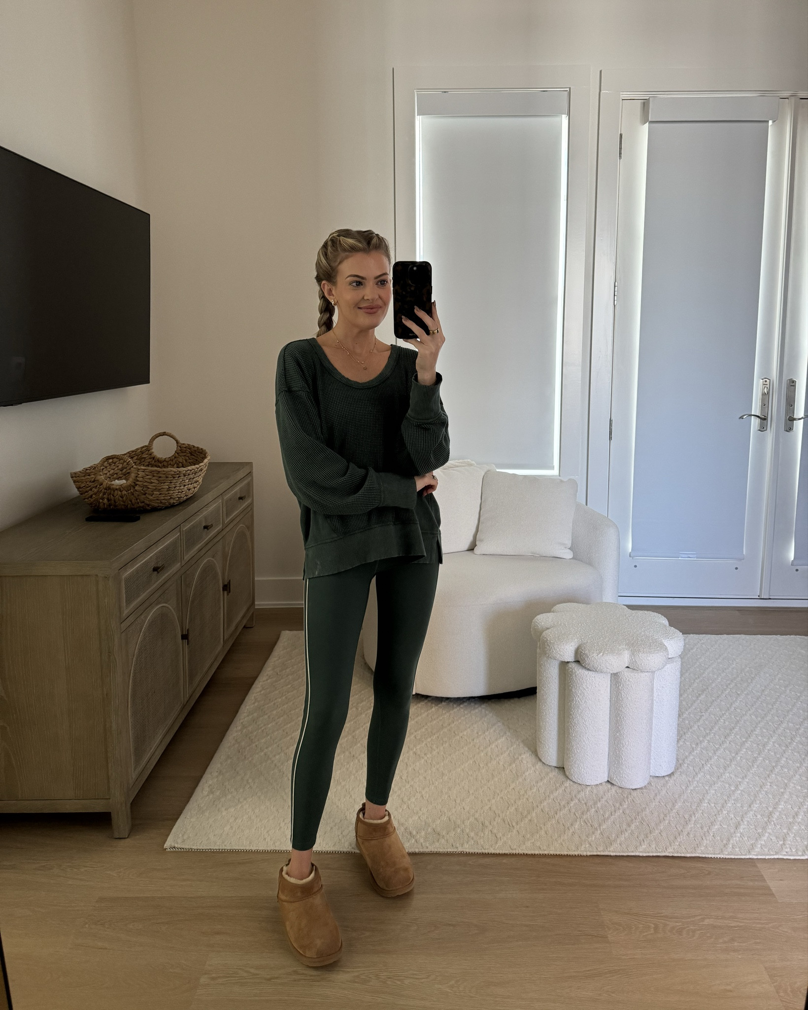 casual outfit of the day (wearing size small in sports bra, leggings & top - uggs fit true to size) 

realistic mom outfits, mom outfit of the day, athleisure, work out clothes, target find, aerie, winter outfit, uggs 

#LTKFindsUnder50 #LTKActive #LTKShoeCrush