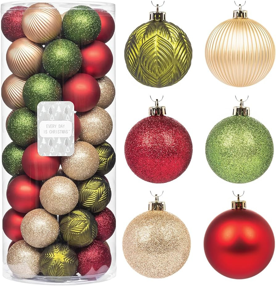 Every Day is Christmas Ornaments, Shatterproof Christmas Tree Ornament Set, Christmas Balls Decor... | Amazon (US)