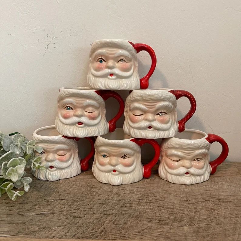 Vintage Santa Mugs YOU PICK Winking Santa Mugs 3D Santa - Etsy | Etsy (US)