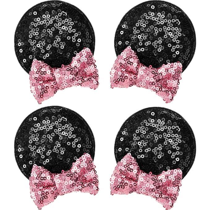 2 Pairs Mouse Ears Clips Sequin Mouse Ears Barrettes Bow Ears Clips Glitter Hair Accessories for ... | Amazon (US)