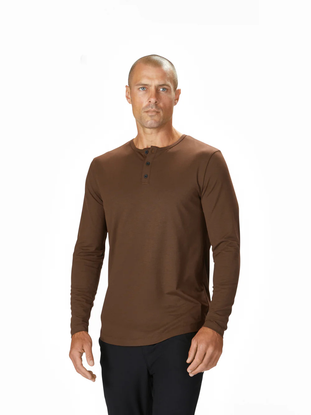 AO Long Sleeve Henley Curve-Hem | Cuts Clothing