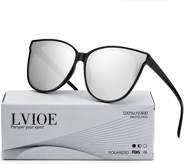 LVIOE Cat Eyes Sunglasses for Women, Polarized Oversized Fashion Vintage Eyewear for Driving Fish... | Amazon (US)