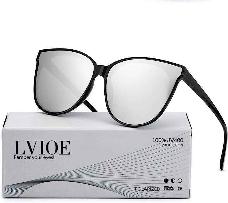 LVIOE Cat Eyes Sunglasses for Women, Polarized Oversized Fashion Vintage Eyewear for Driving Fish... | Amazon (US)