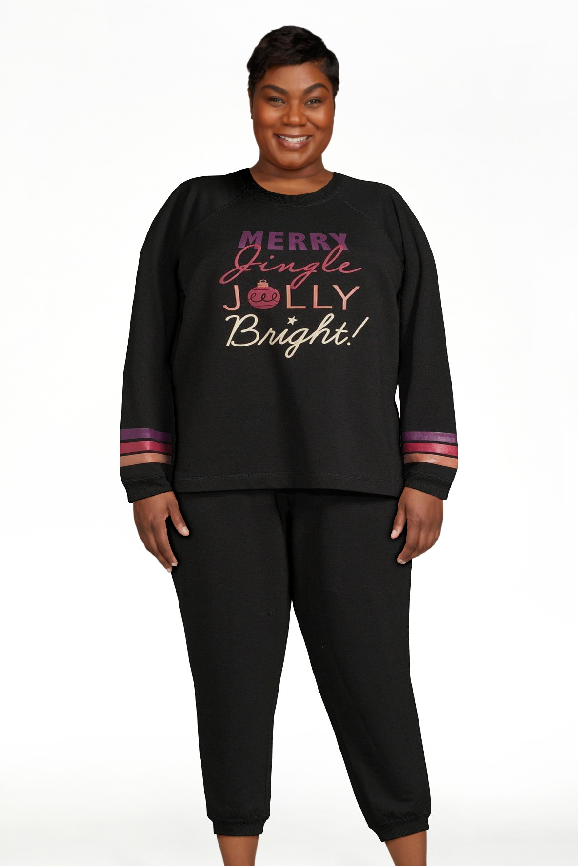 Joyspun Women's French Terrycloth Holiday Pajama Gift Set, 2-Piece, Sizes up to 3X - Walmart.com | Walmart (US)