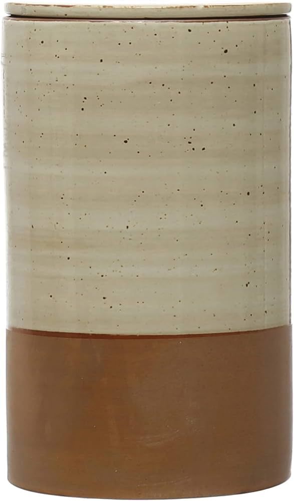 Bloomingville Stoneware 2-Tone Lid, Natural and Brown Canister | Amazon (US)