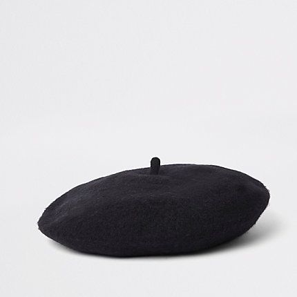 Mens Black beret hat | River Island (UK & IE)