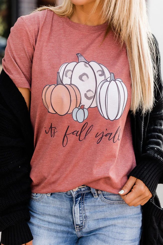 It's Fall Y'all Graphic Heather Clay Tee | The Pink Lily Boutique