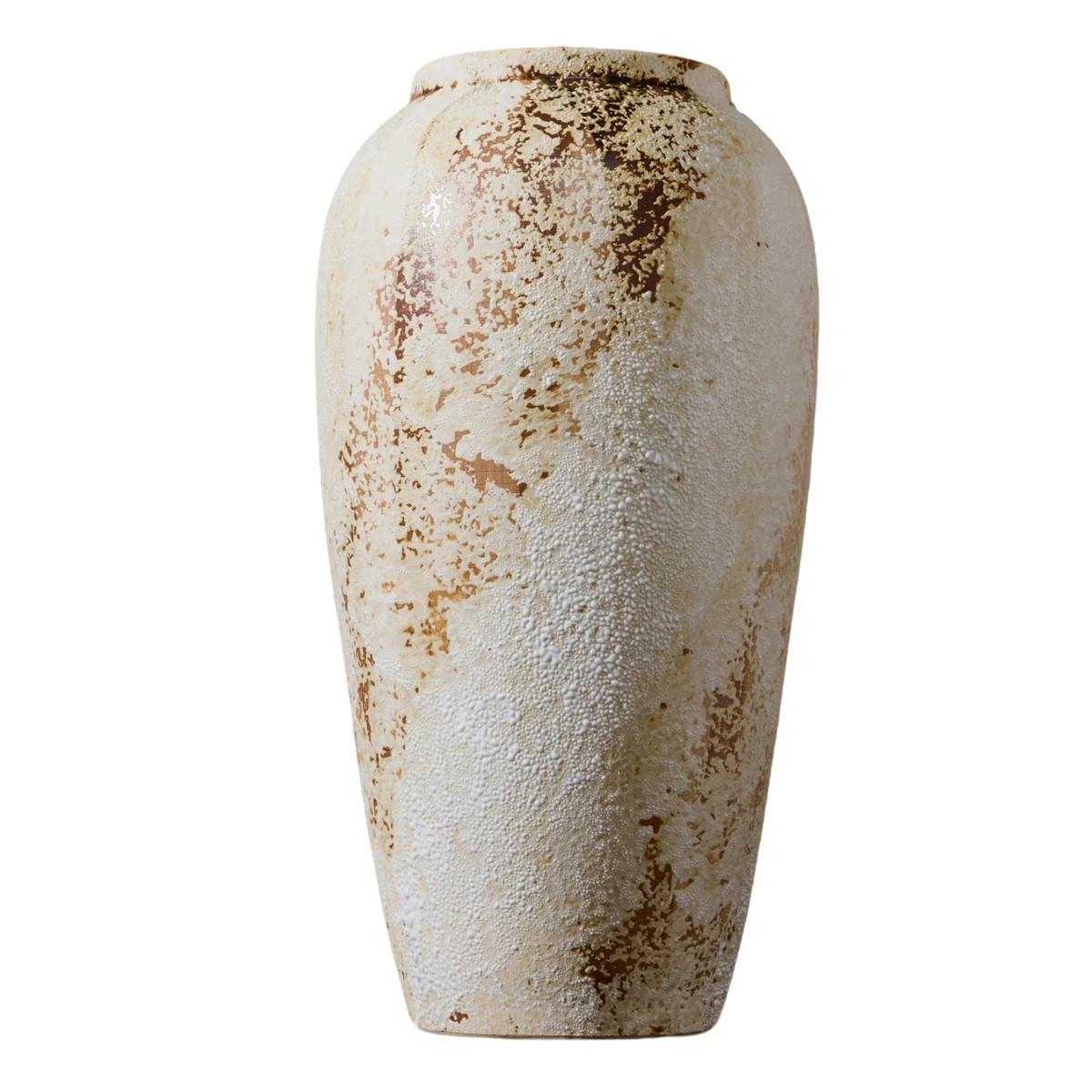 Handmade Ceramic Wide Textured Table Vase, Rustic Style Decorative Vase for Home, Office, Bedroom... | Wayfair North America