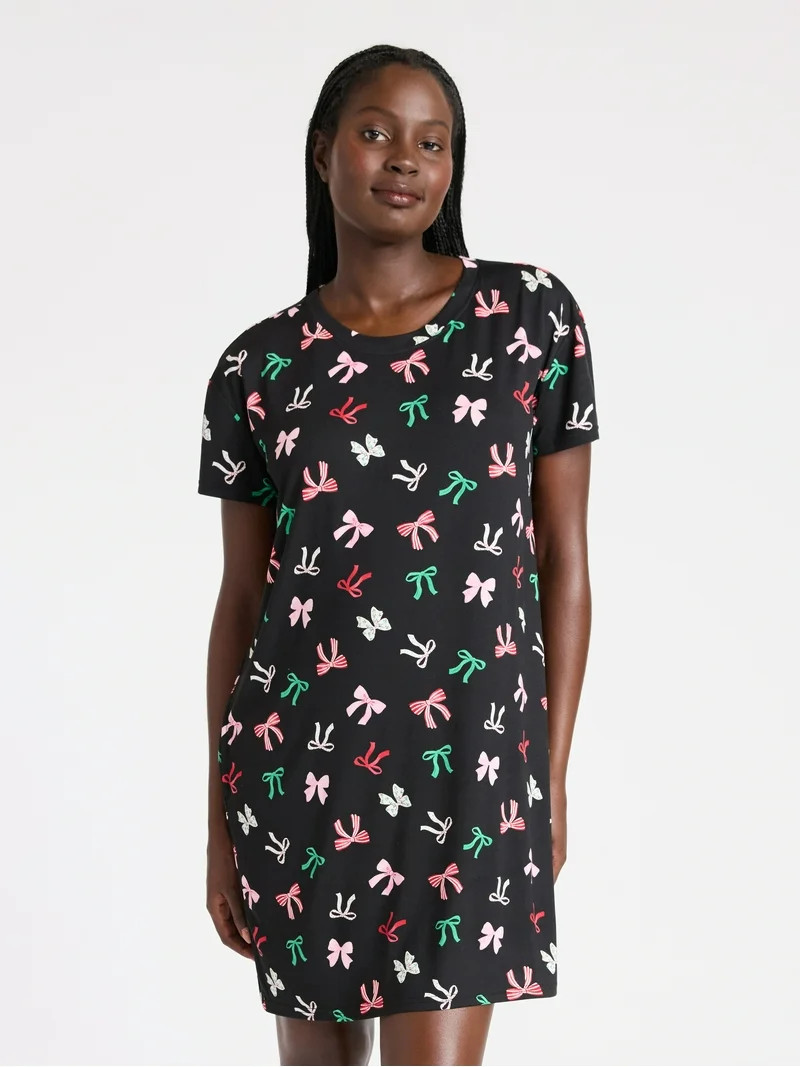 Joyspun Women's Dreamy Soft Collection Sleepshirt with Short Sleeves, Sizes S/M-2X/3X | Walmart (US)