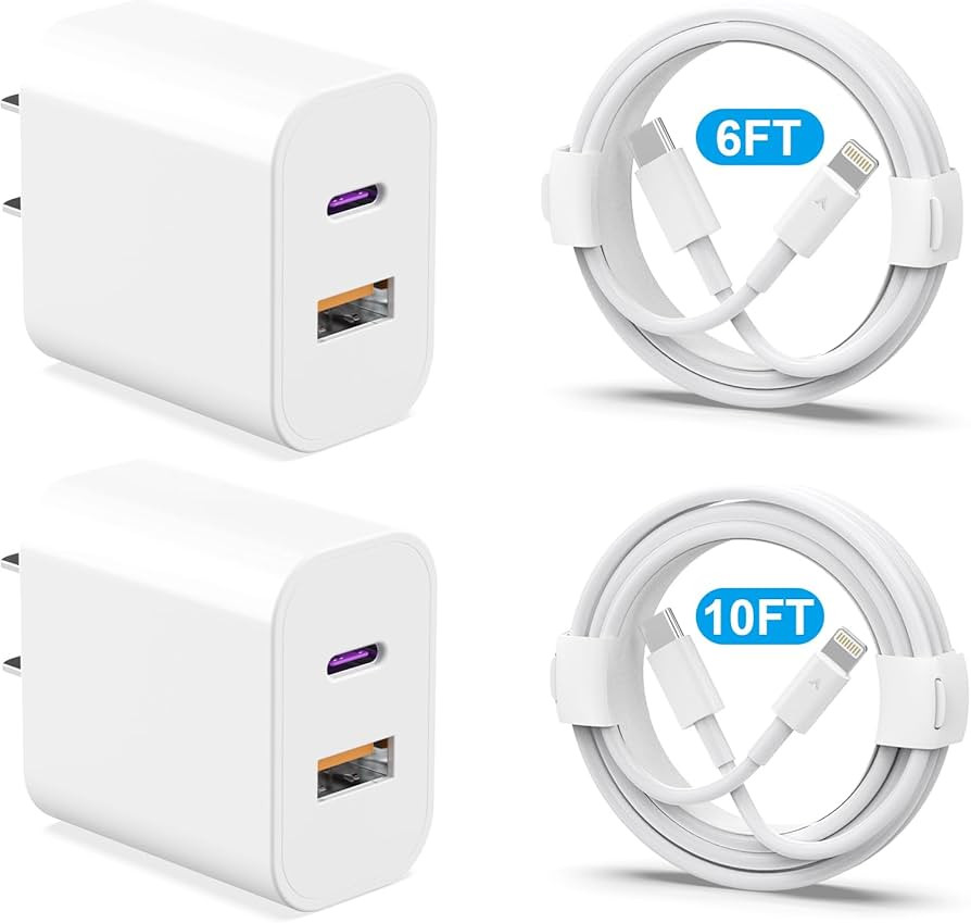 Phone Charger 2 Pack [MFi Certified] 20W Dual Port QC + PD 3.0 Power Adapter Fast Wall Charger Bl... | Amazon (US)