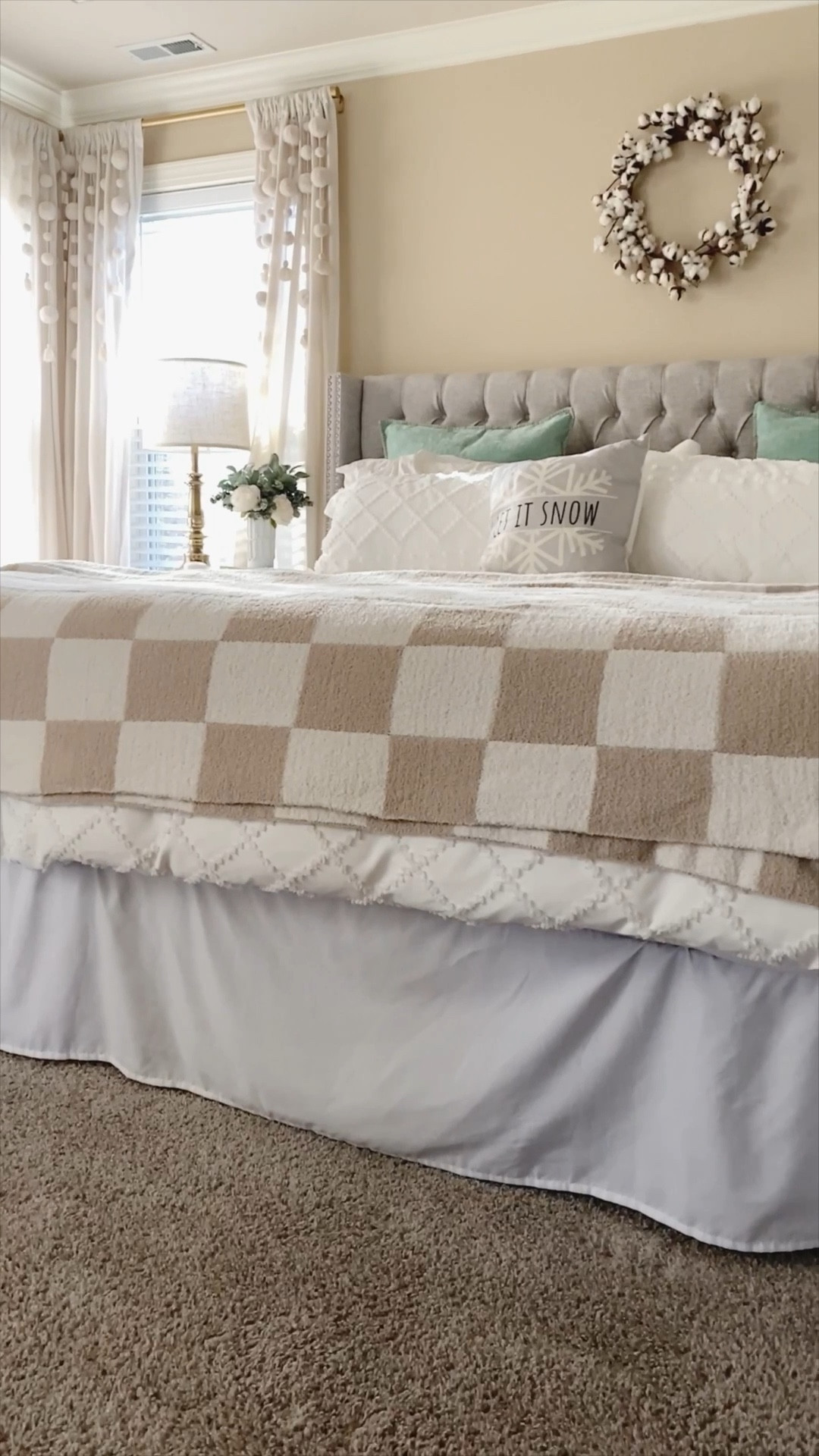 My new bed skirt made a big difference covering my adjustable bed frame! 

Bedroom | master bedroom | checkered throw blanket | checker throw blanket | euro pillows | tufted headboard | bed skirt | boho farmhouse bedroom | boho bedding | king size bedding | white bedding 

#LTKSeasonal #LTKsalealert #LTKhome